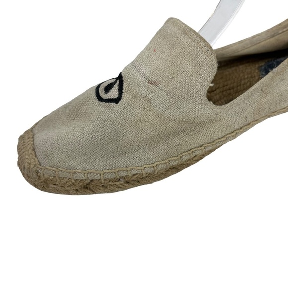 SOLUDOS Espadrille Canvas Beige Wink Winking Eye Flats Slip On Loafers Shoes 8.5 - Picture 6 of 16